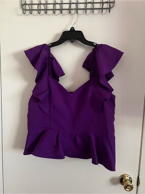 Express Purple Peplum Ruffle Tank